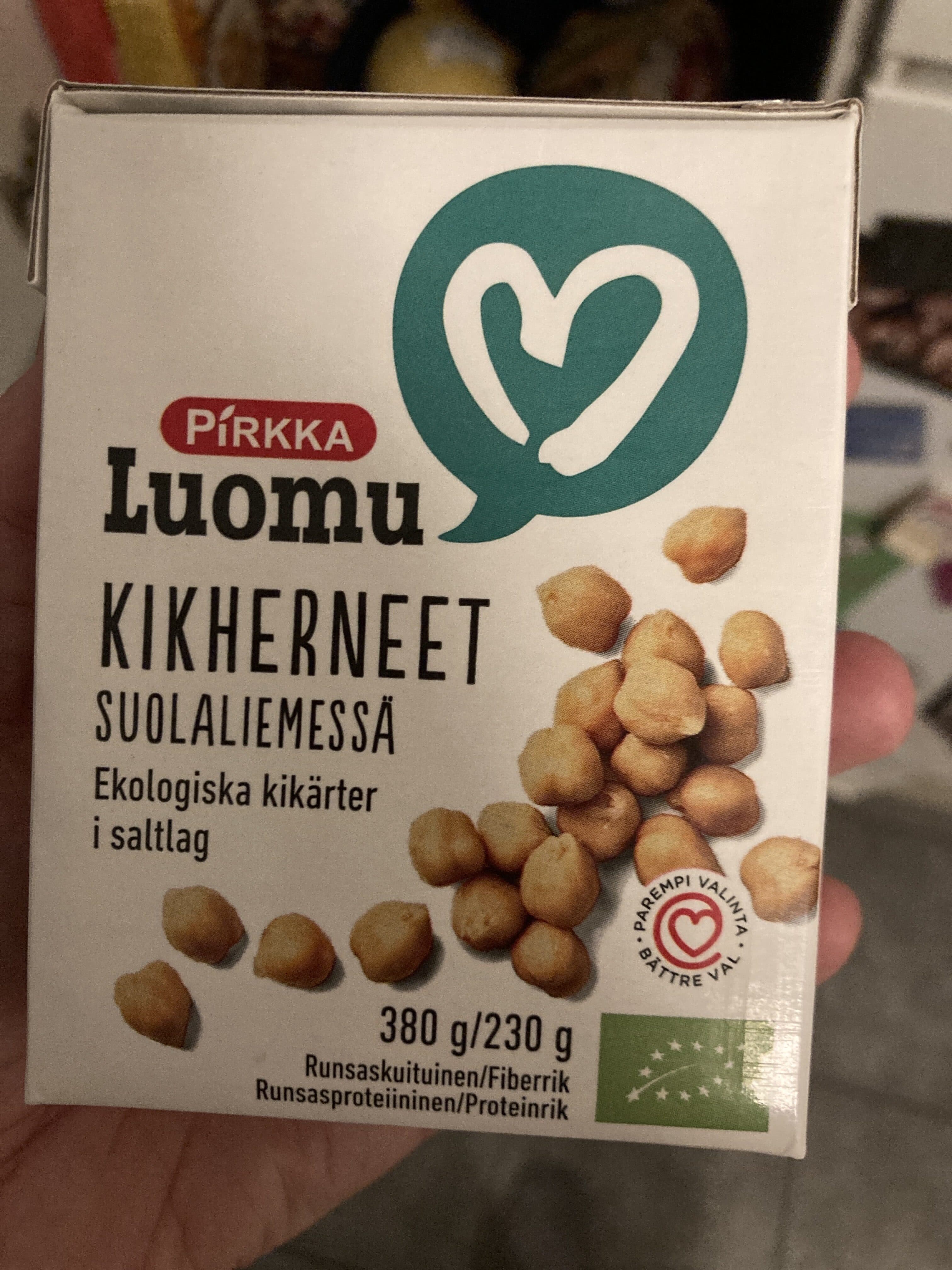 Pirkka Luomu kikherneet suolaliemessä packshot