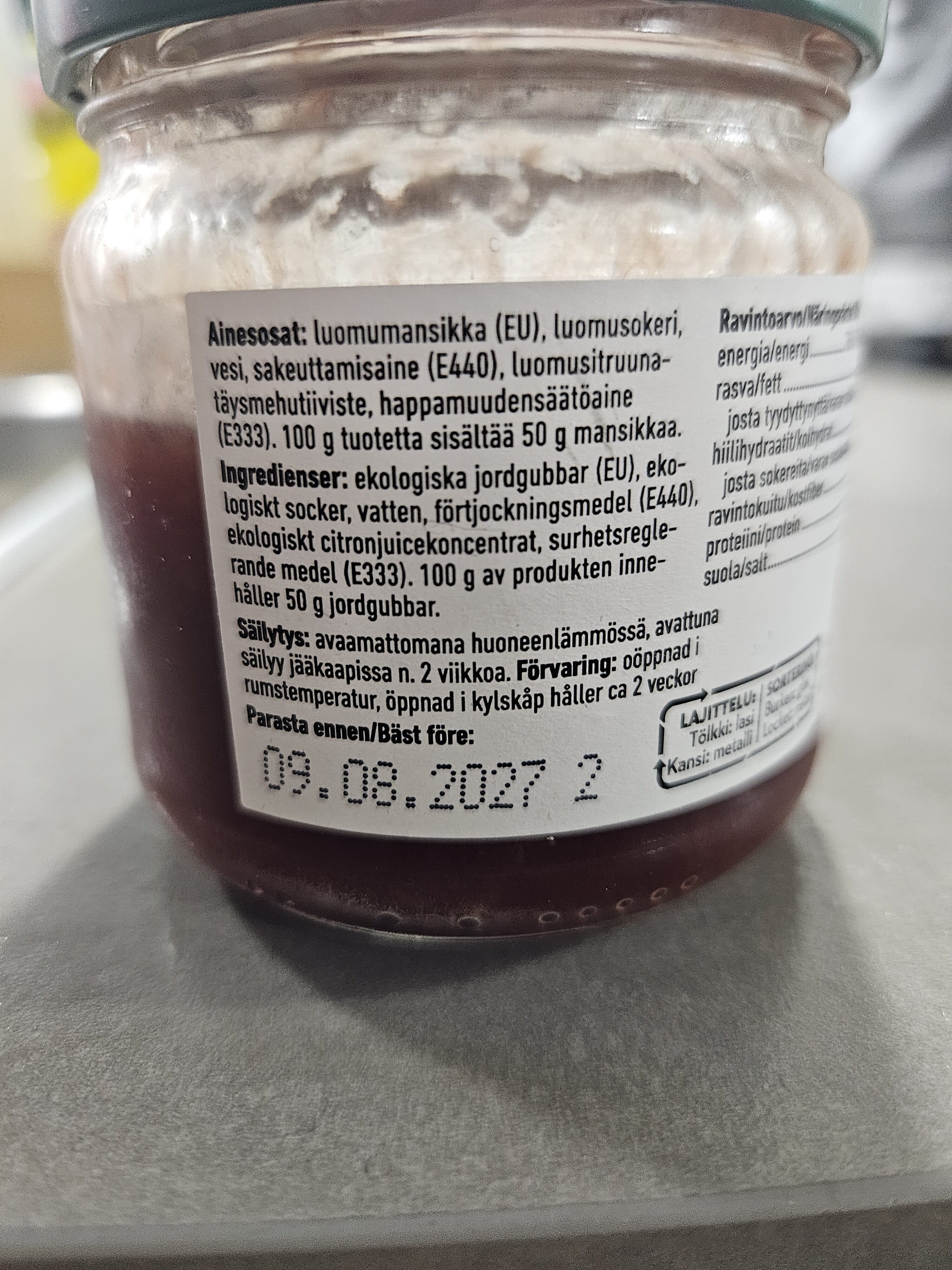 Pirkka Mansikkahillo Luomu packshot