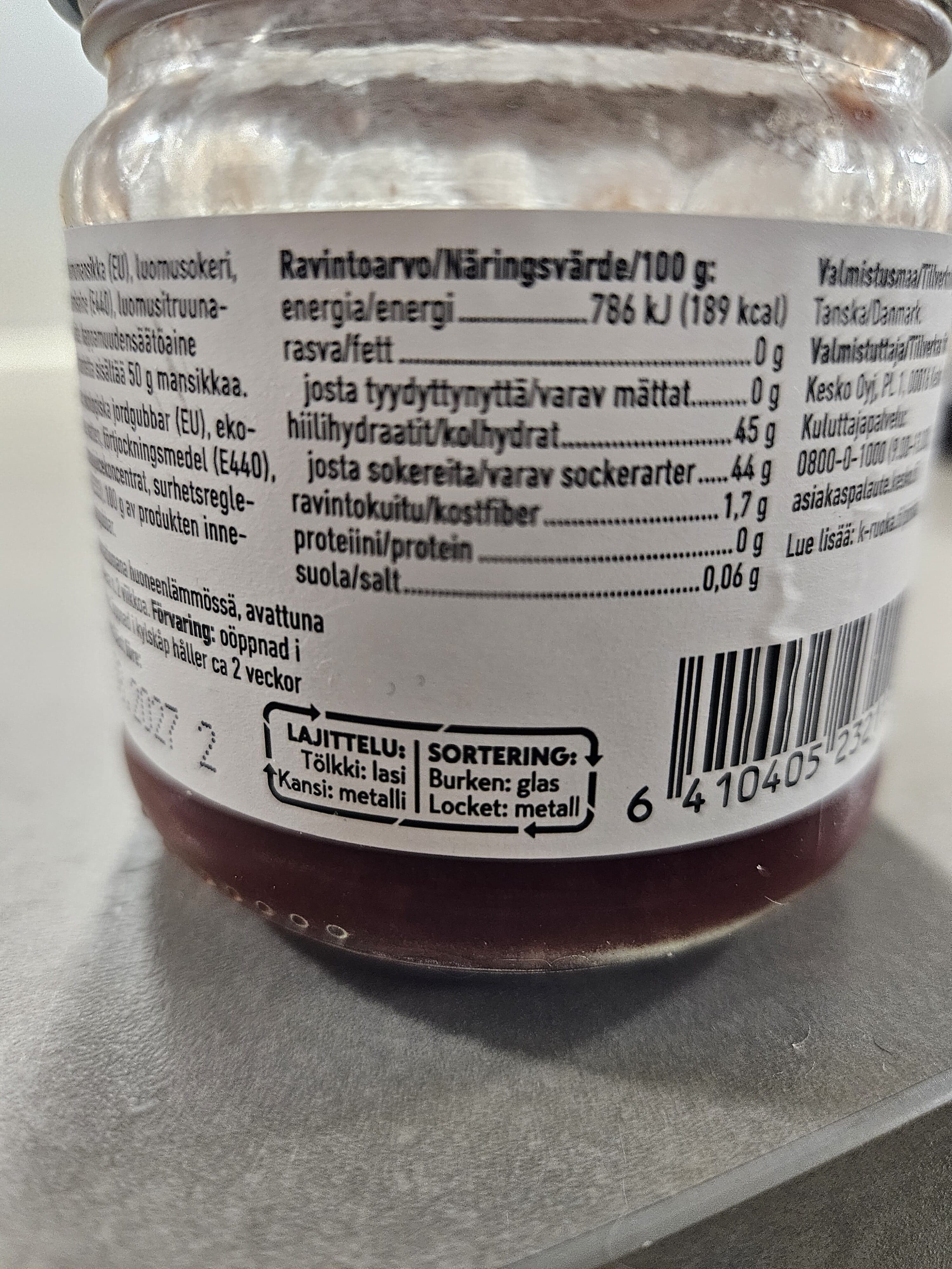 Pirkka Mansikkahillo Luomu packshot