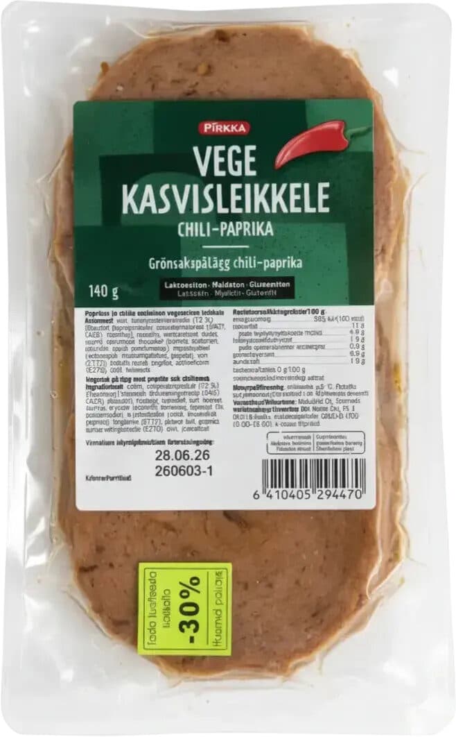 Pirkka Vege kasvisleikkele chili-paprika packshot