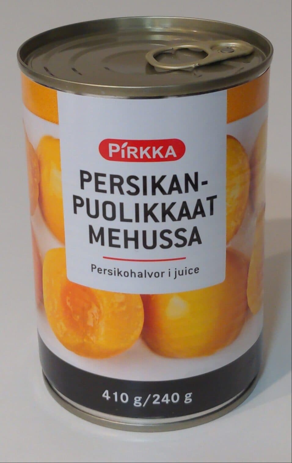 Pirkka Persikanpuolikkaat mehussa packshot