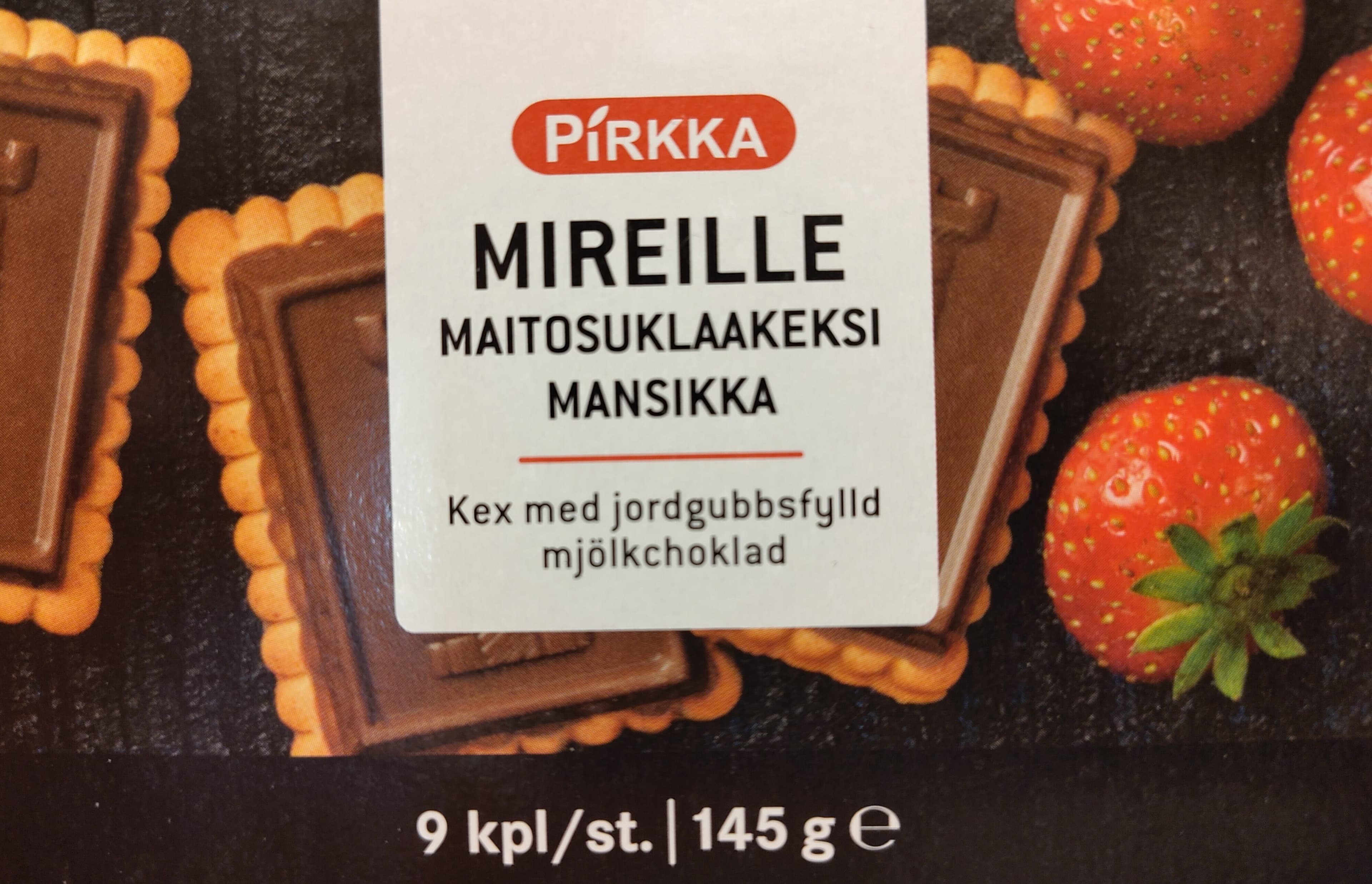 Pirkka Mireille Maitosuklaakeksi mansikka packshot
