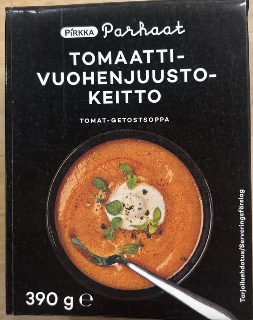 Pirkka Parhaat Tomaattivuohenjuustokeitto packshot