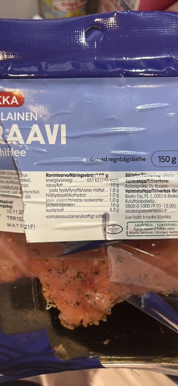 Pirkka Suomalainen Graavi Kirjolohifilee packshot