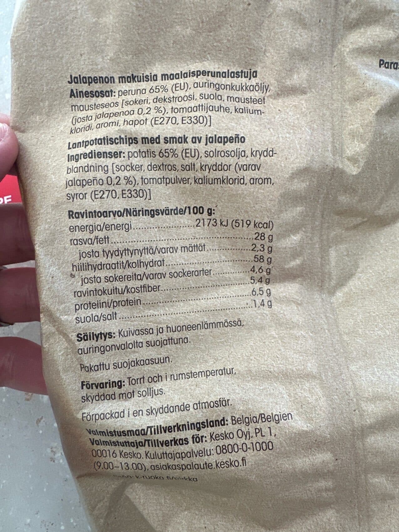 Pirkka Jalapeño Maalaisperunalastu packshot