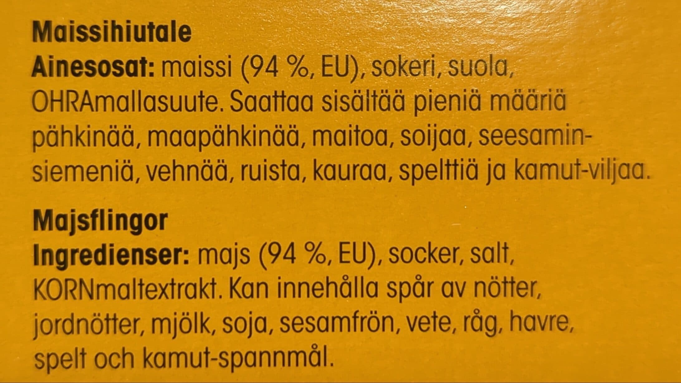Pirkka Corn flakes packshot