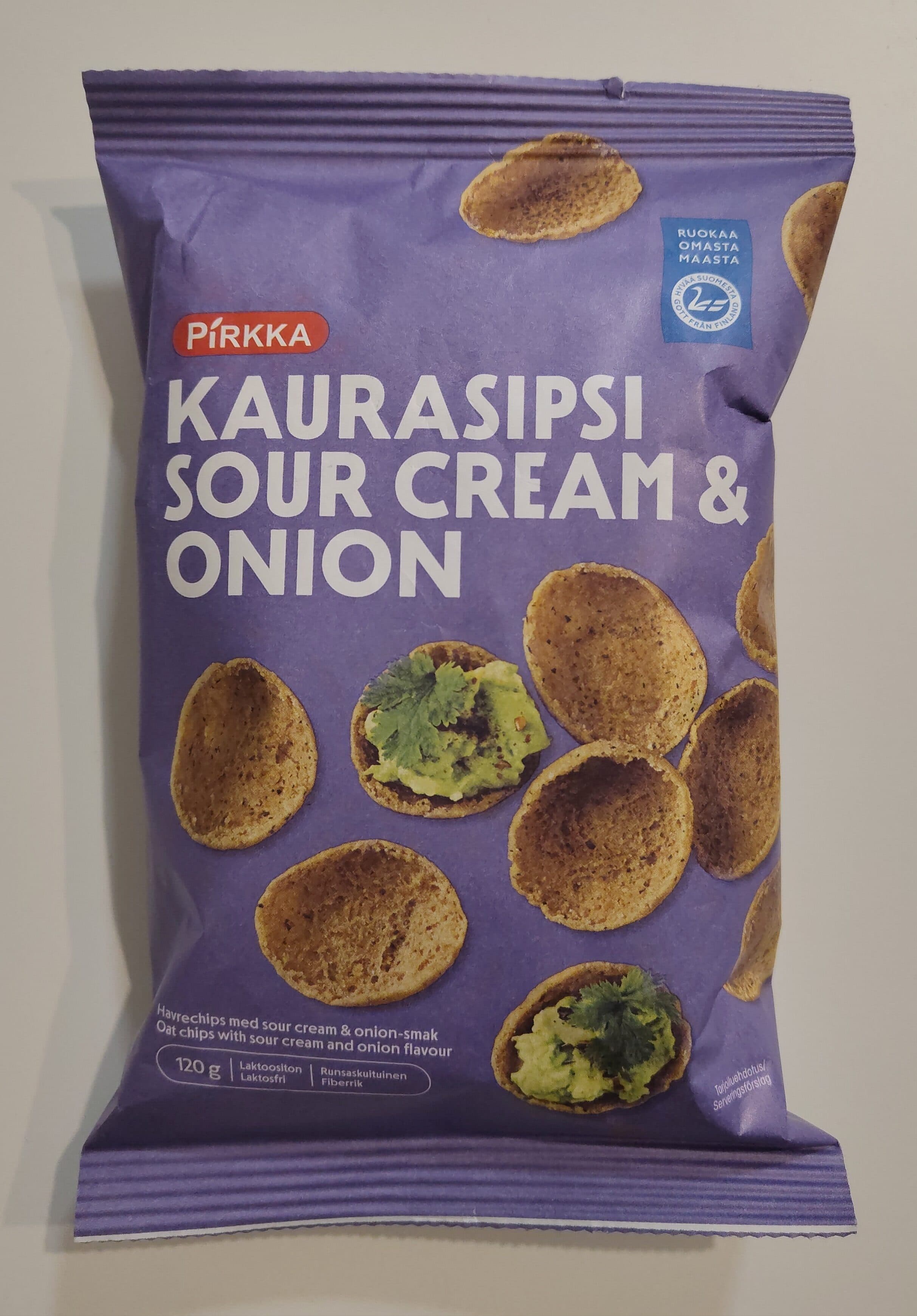 Pirkka Kaurasipsit Sour-Ceam Onion packshot