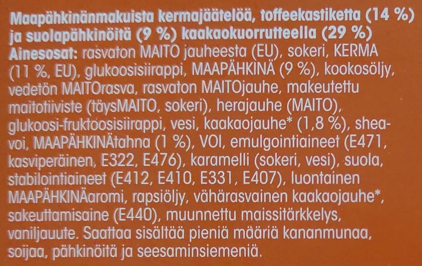 Pirkka Toffee Maapähkinä Jäätelöpuikko packshot