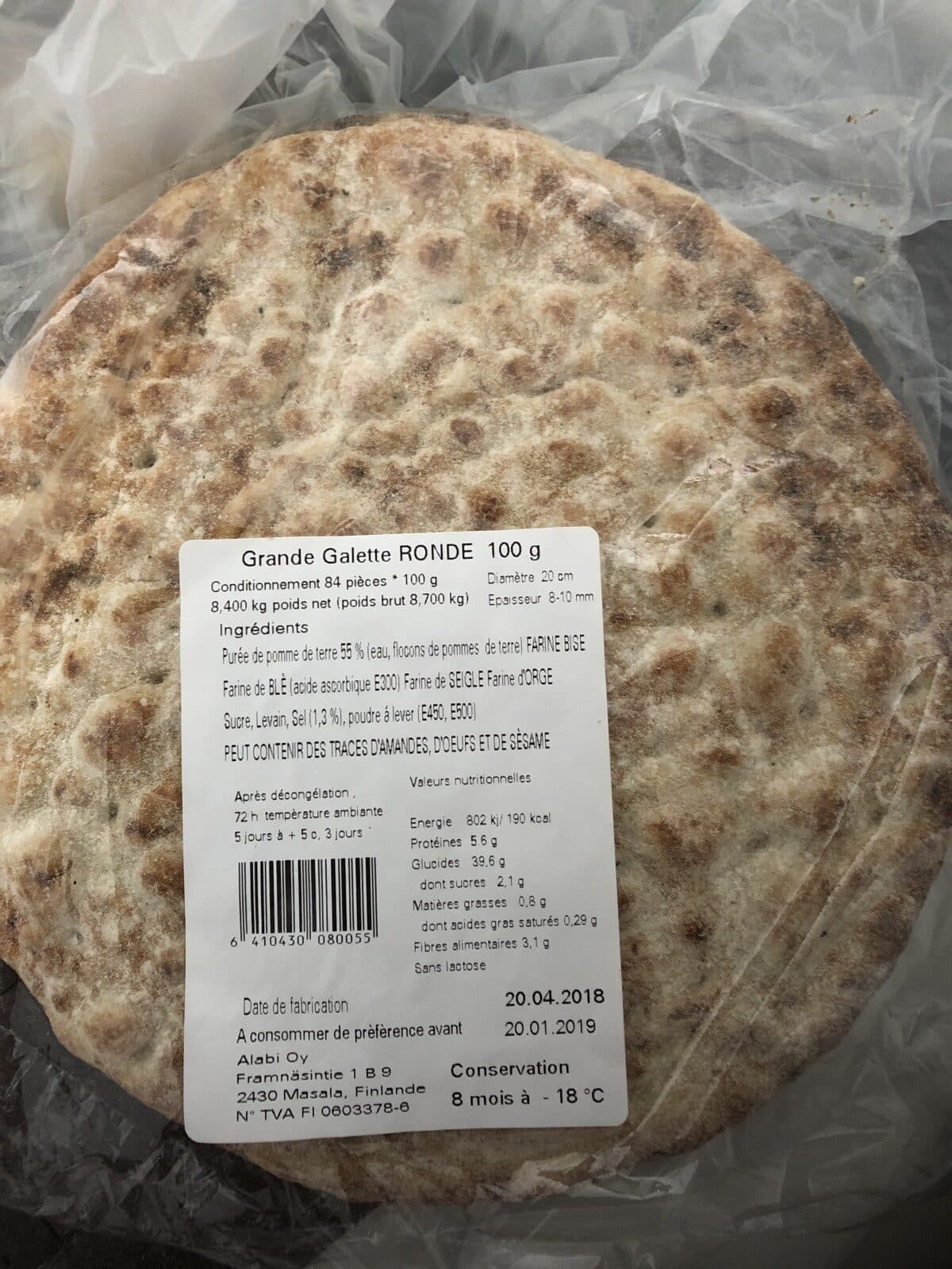 Open Food Facts Grande galette ronde packshot