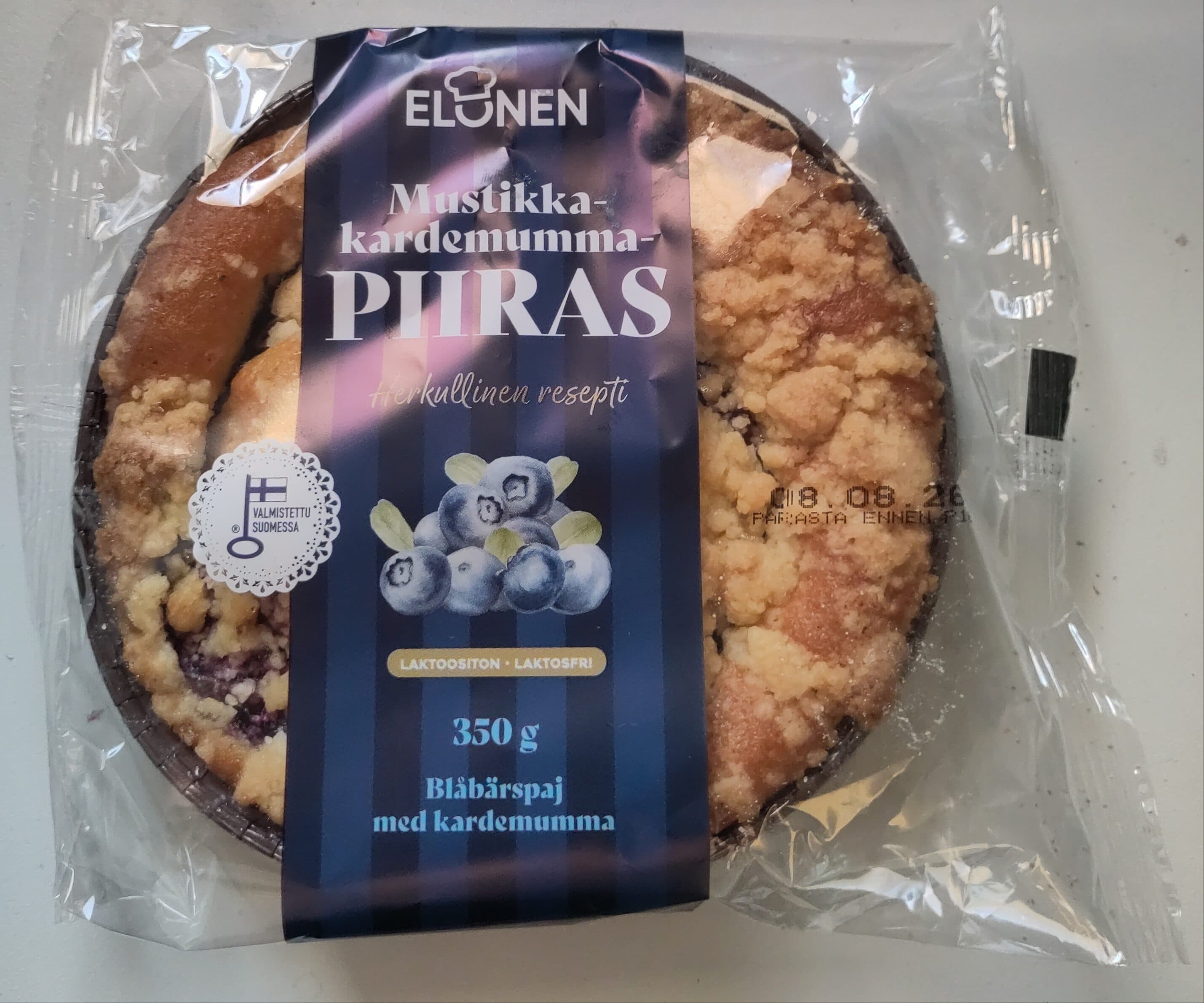 Elonen Mustikka-kardemummapiiras packshot