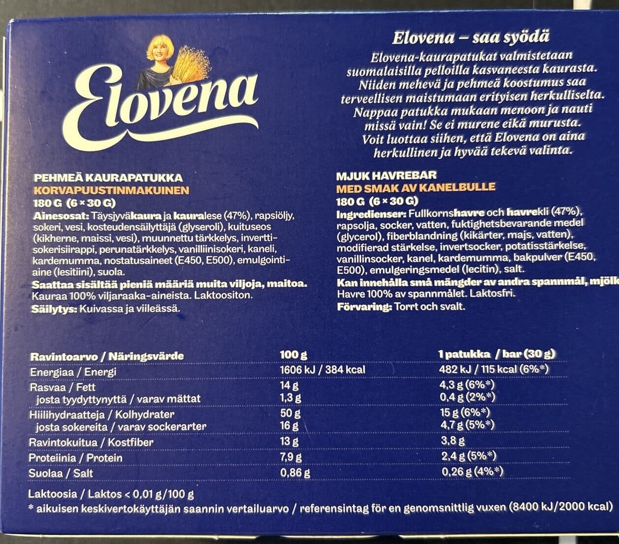 Elovena Pehmeä Kaurapatukka Korvapuusti packshot