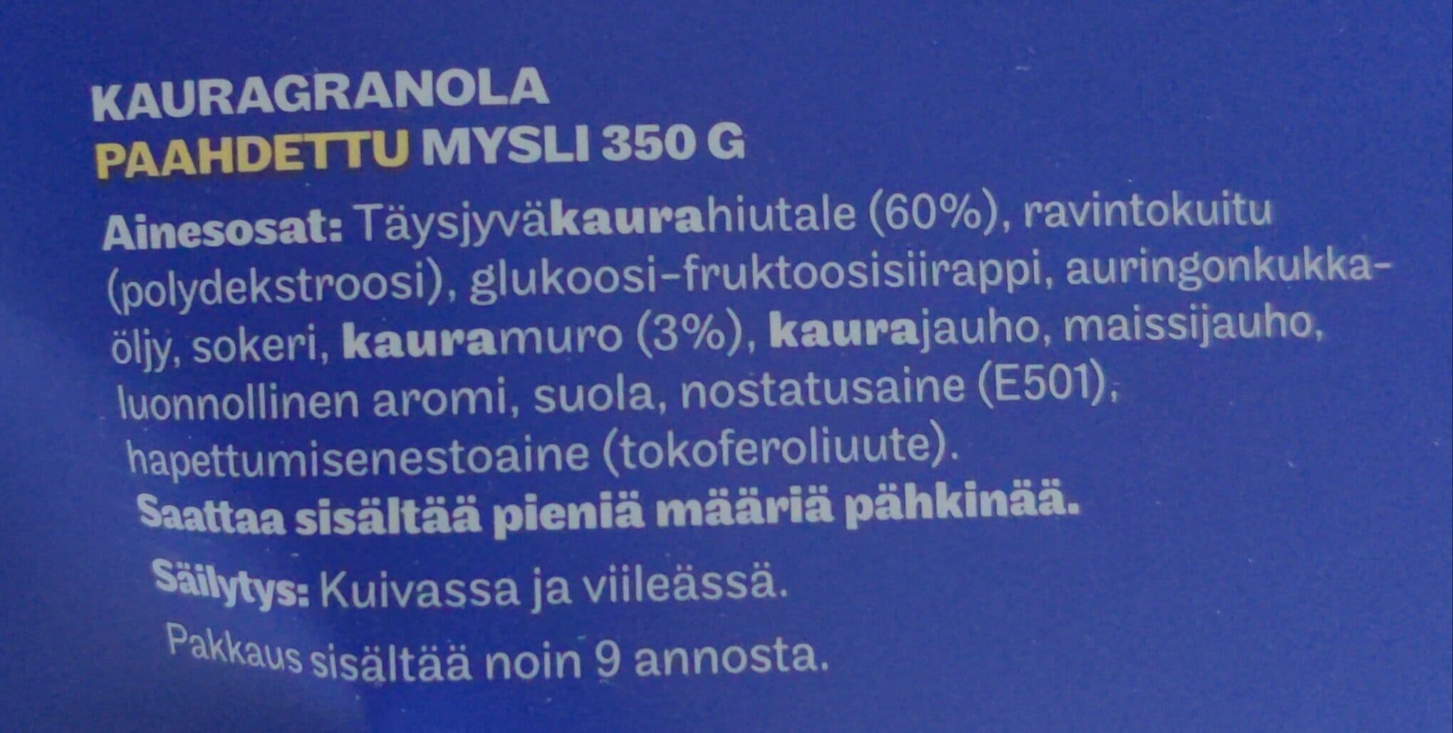 Elovena Paahdettu Kauragranola packshot