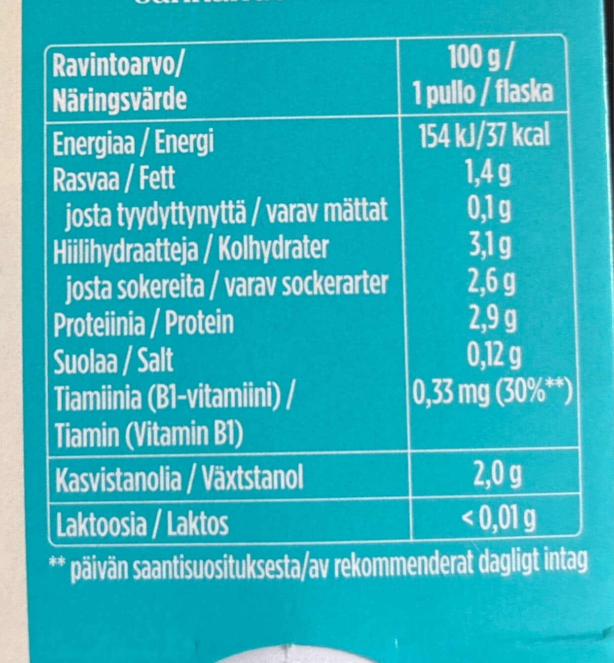 Raisio Benecol Cholesterol Drink Lactose Free packshot