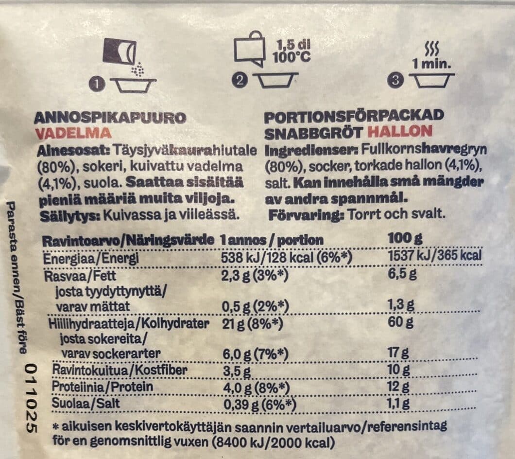 Elovena Annospikapuuro Vadelma packshot