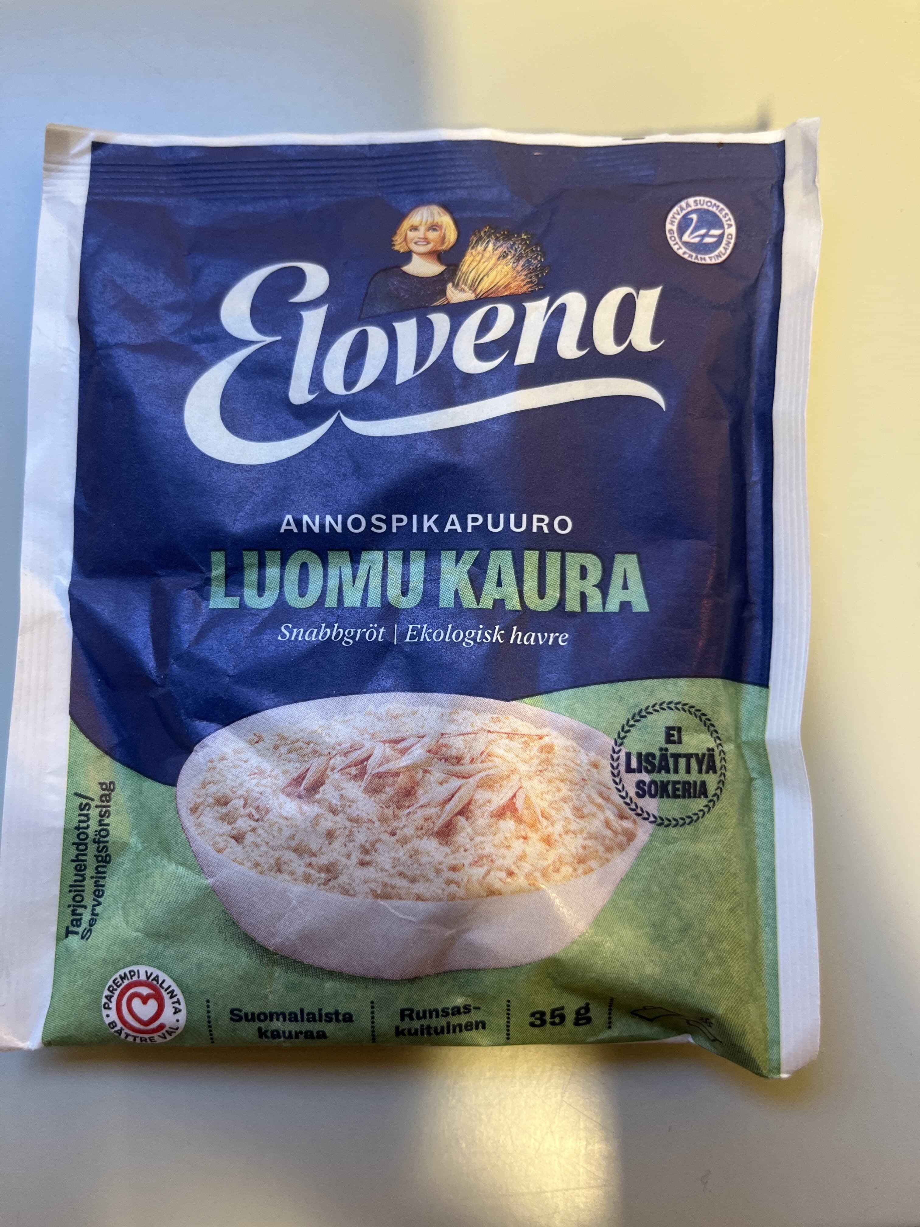 Elovena Pikapuuro Luomu Kauta packshot