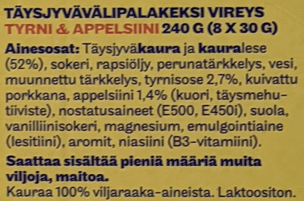 Elovena Välipalakeksi tyrni & appelsiini packshot