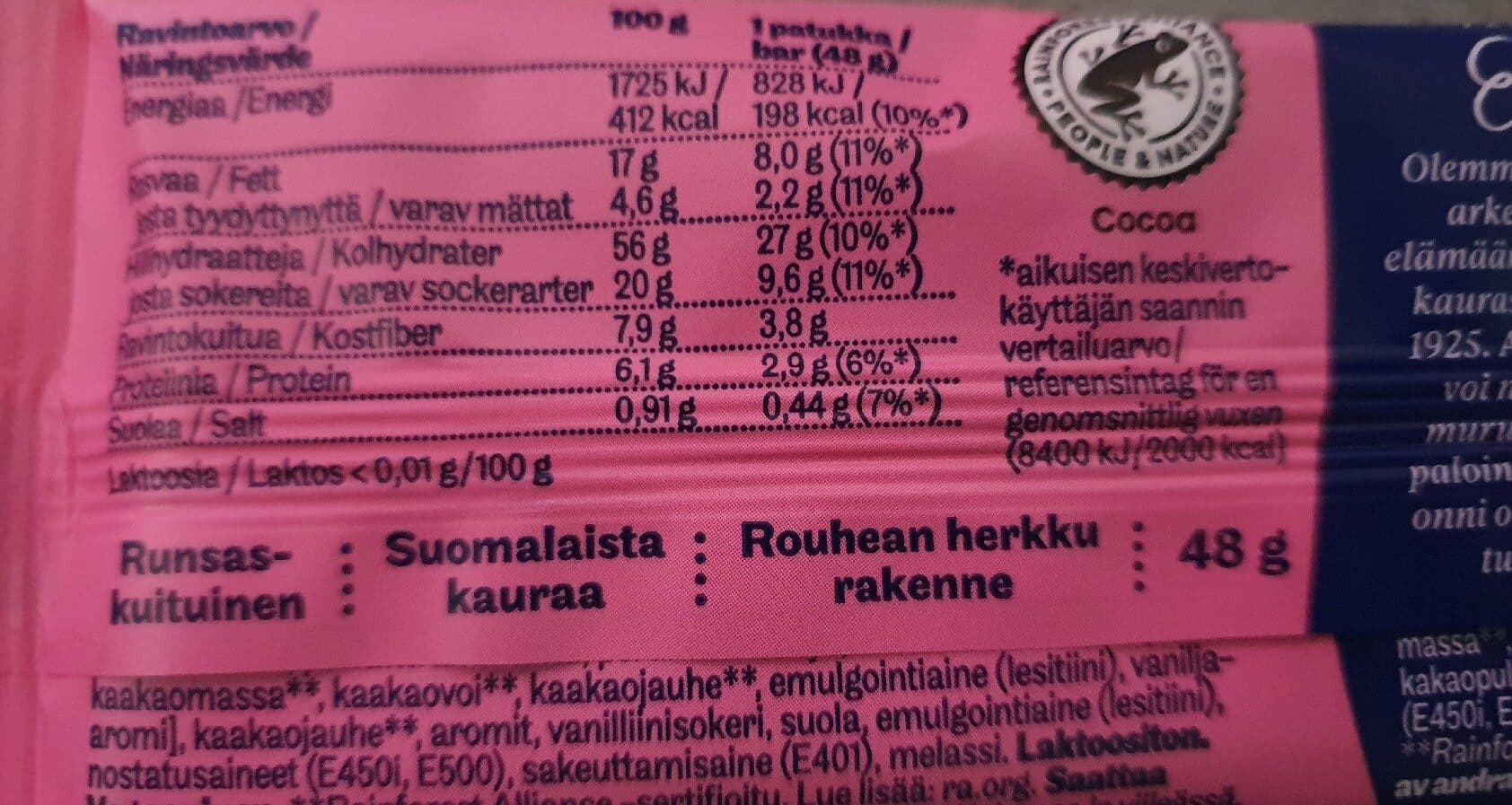 Elovena ISO KAURAPATUKKA VADELMA & SUKLAA packshot