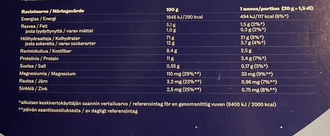 Elovena Täysjyvämuro Kaura packshot