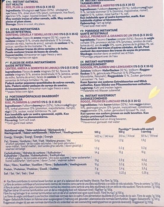 Open Food Facts Elovena Instant Oatmeal Rye, Plum & Linseed packshot