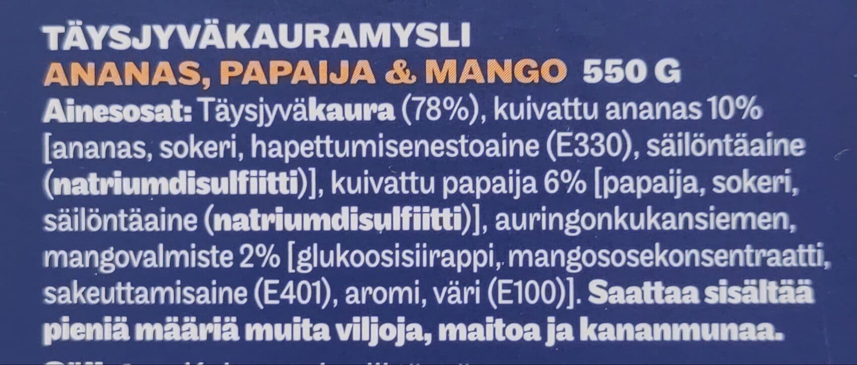 Elovena Kauramysli ananas, papaija & mango packshot