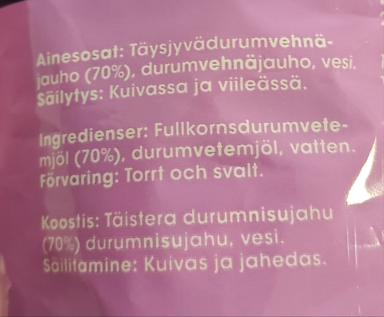 Torino Täysjyvä Cappelli Pasta packshot
