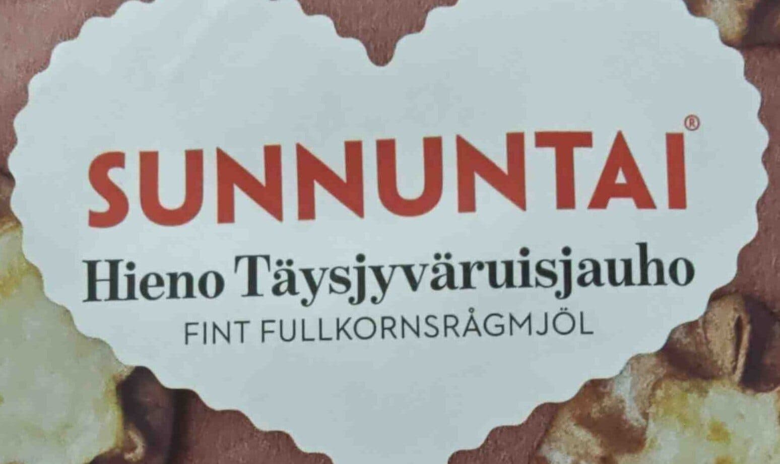 Sunnuntai Hieno täysjyväruisjauho packshot