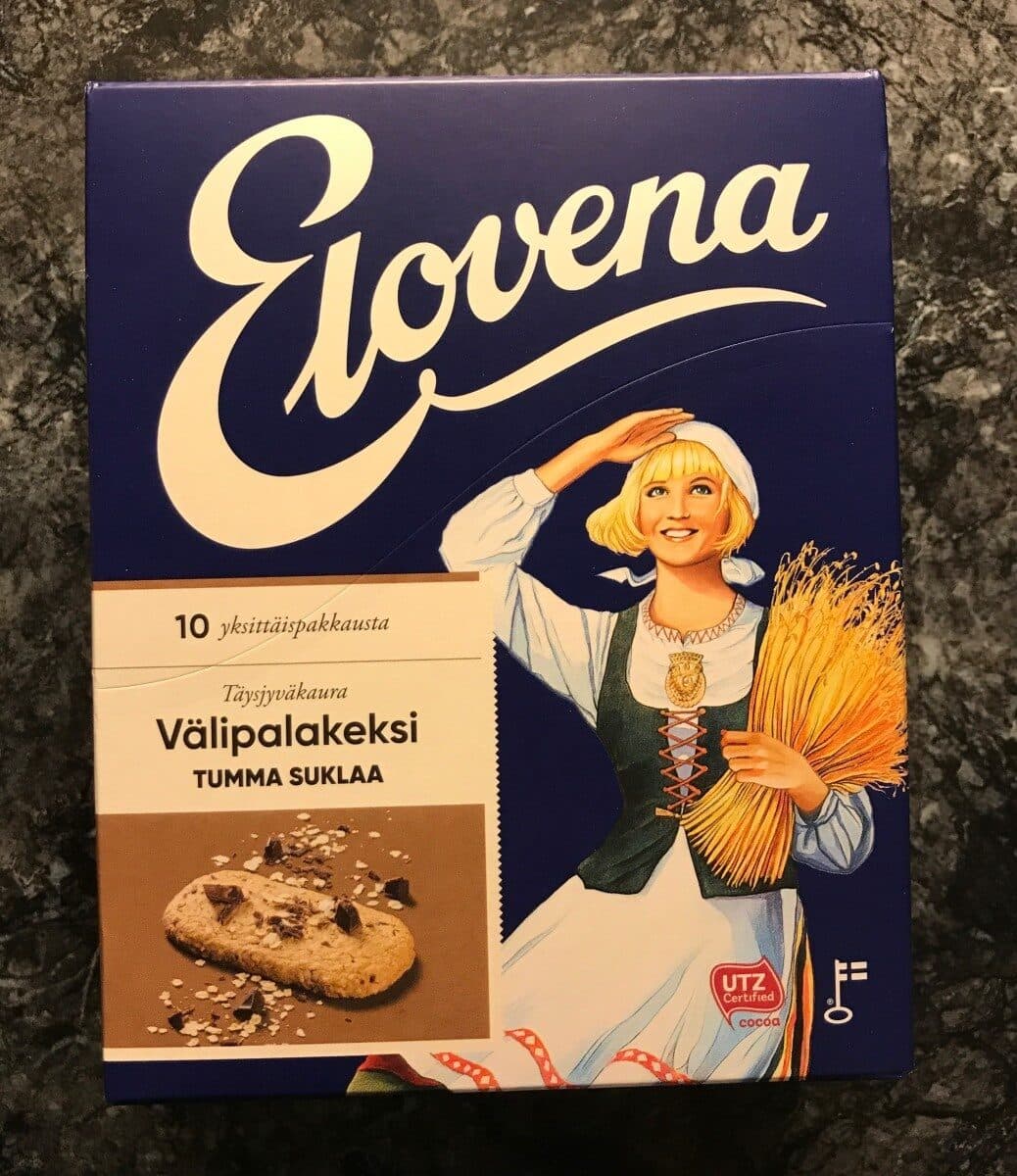 Elovena Välipalakeksi Tumma Suklaa packshot