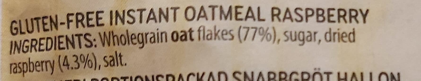 Provena Pure Oats Instant Oat Meal Raspberry Gluten Free packshot
