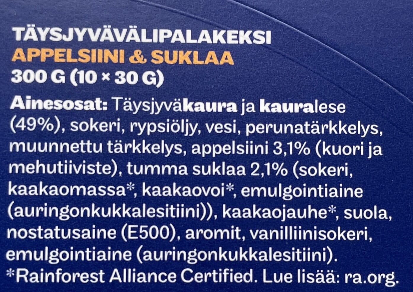 Elovena Appelsiini & suklaa välipalakeksi packshot