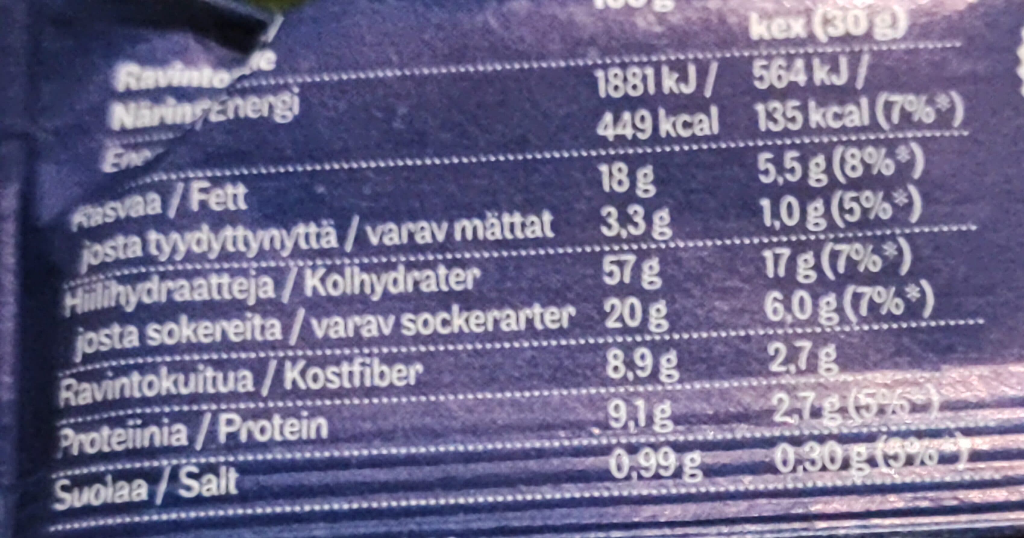 Elovena Välipalakeksi tumma suklaa packshot