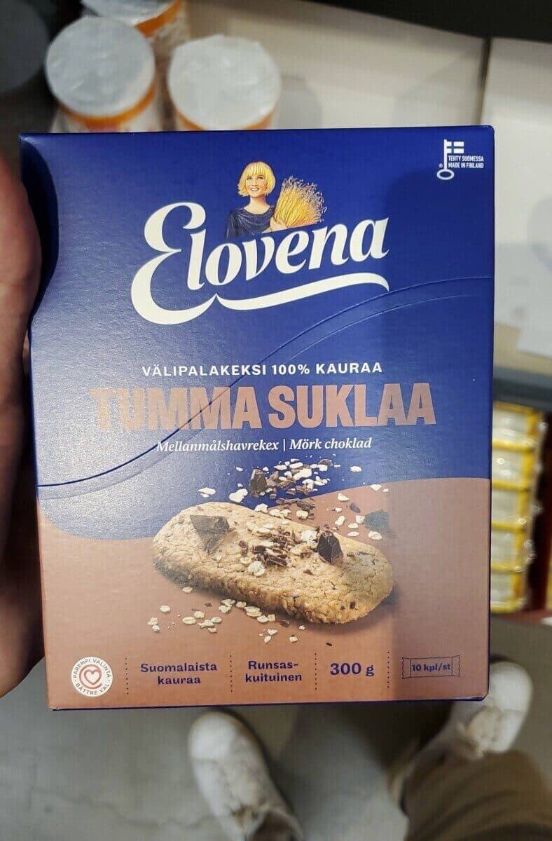 Elovena Tumma Suklaa välipalakeksi packshot