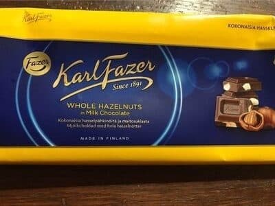 Karl Fazer Fazer Schokolade, Milchschokolade Mit Haselnüssen packshot
