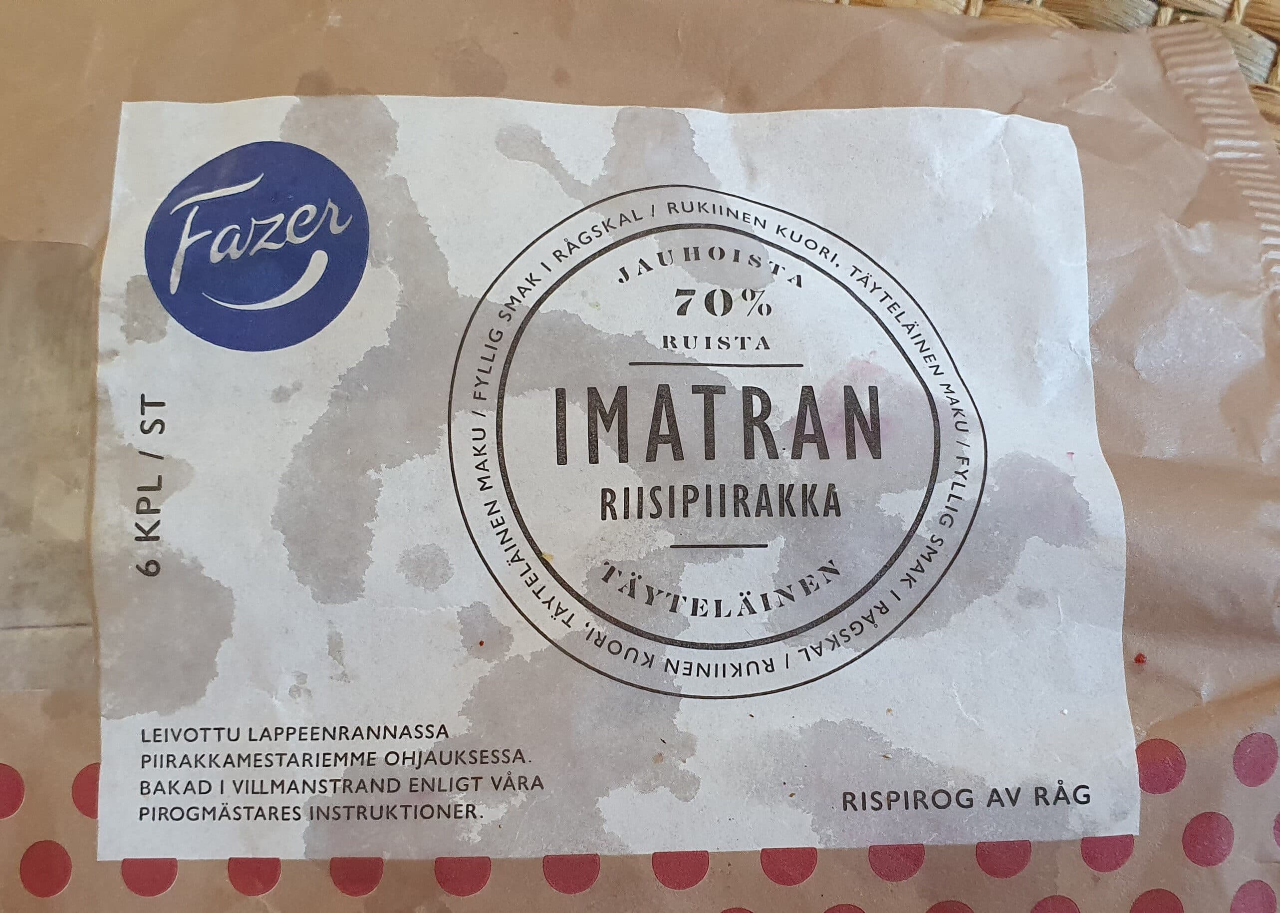 Fazer Imatran Riisipiirakka packshot