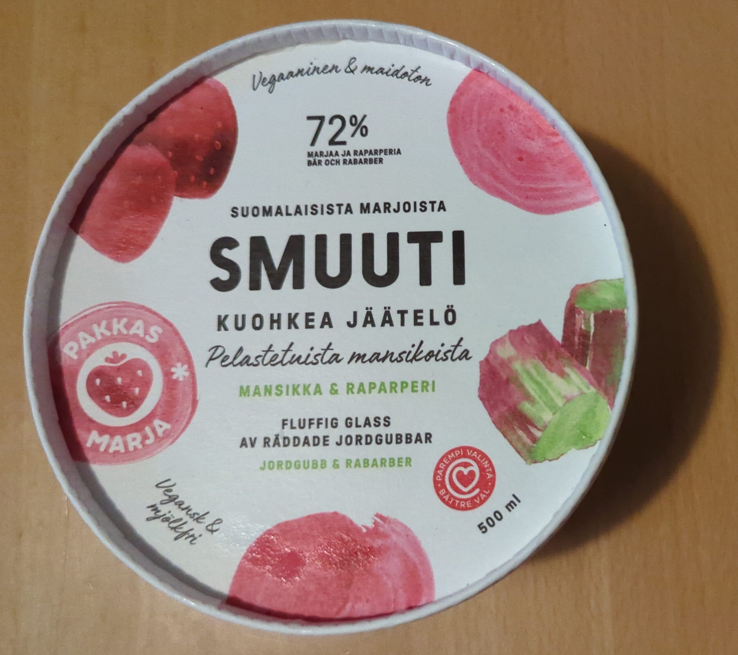 Pakkasmarja Kuohkea jäätelö mansikka & raparperi packshot