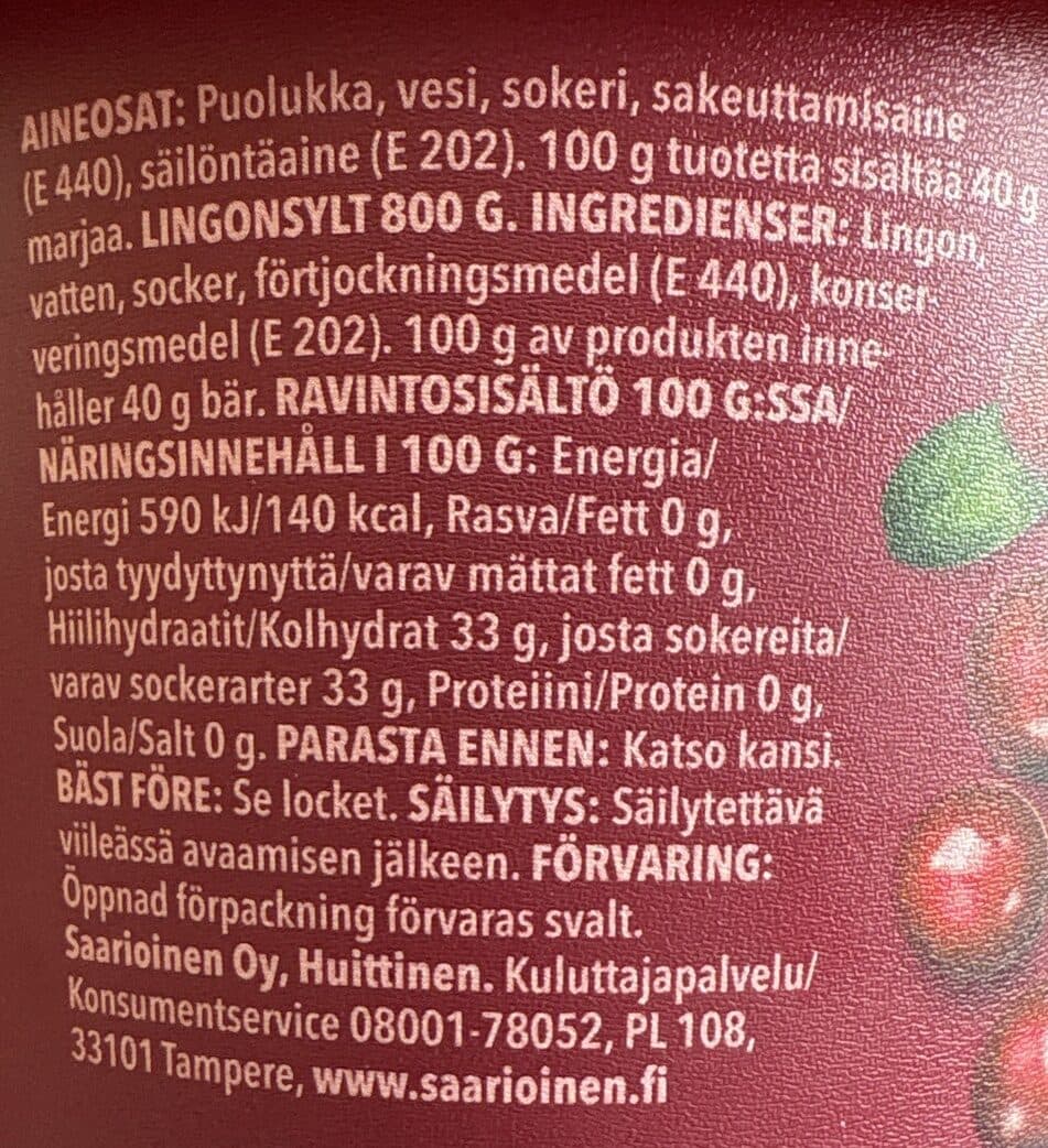 Saarioinen Puolukkahillo packshot