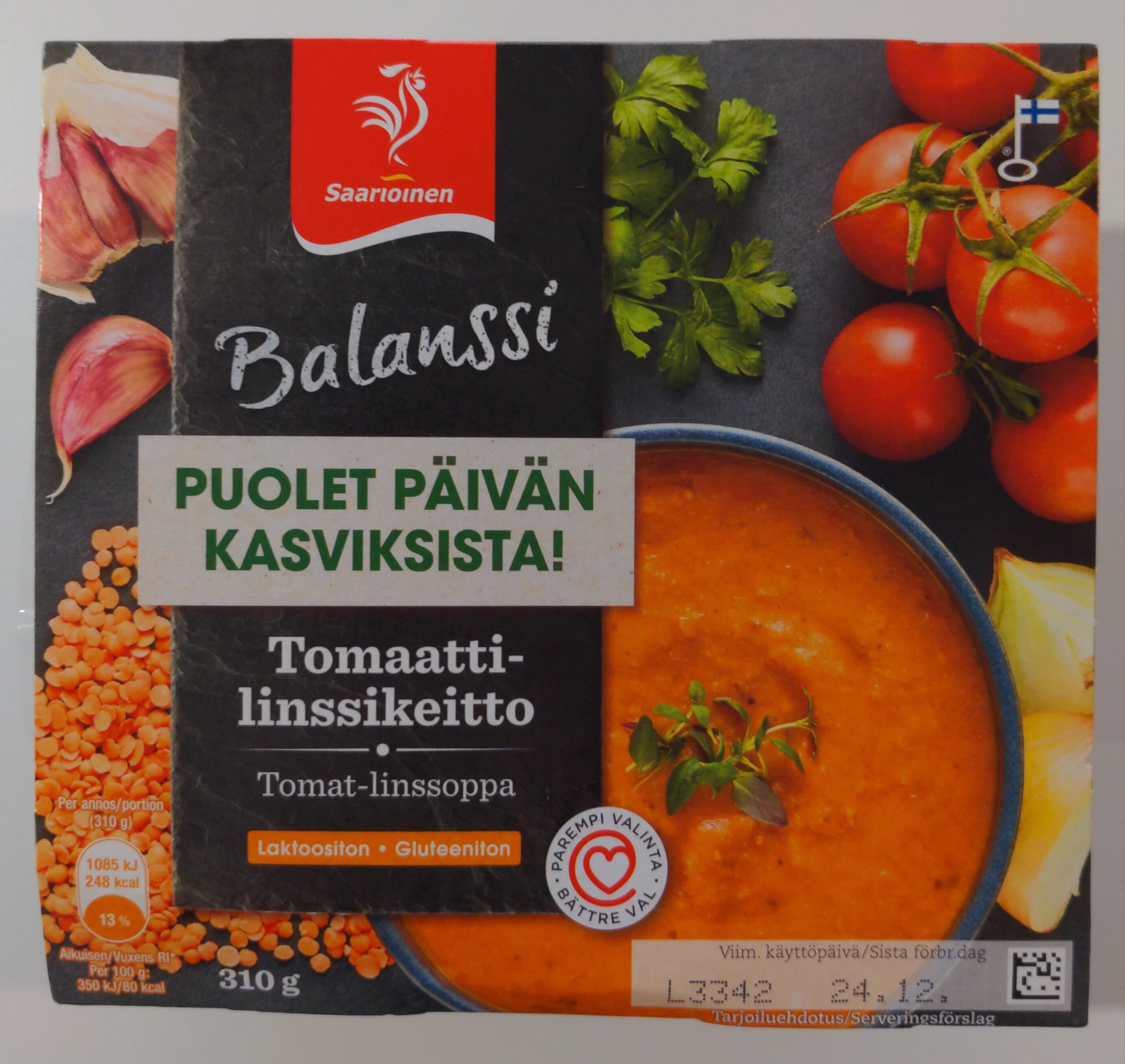 Saarioinen Balanssi Tomaatti-linssikeitto packshot