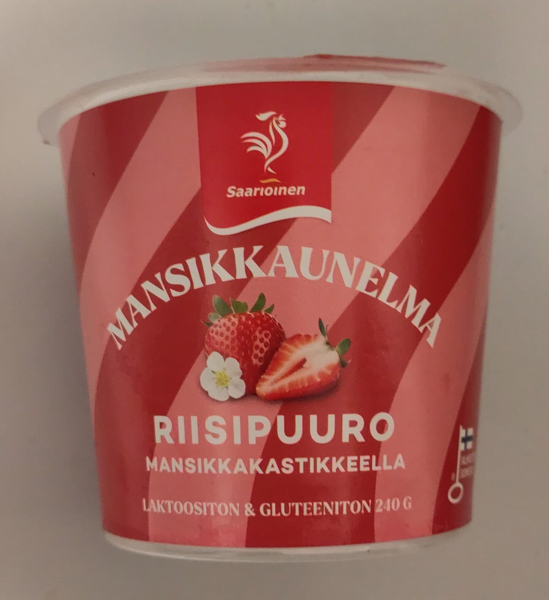 Saarioinen Riisipuuro mansikkakastikkeella packshot