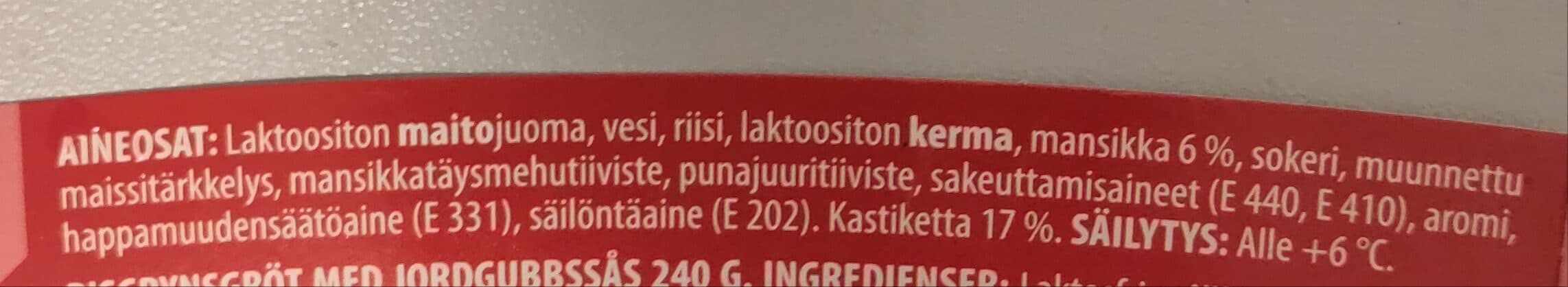 Saarioinen Riisipuuro mansikkakastikkeella packshot