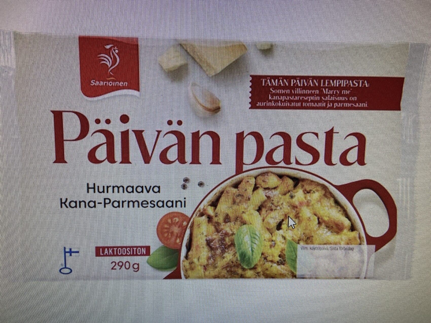 Saarioinen Hurmaava kana-parmesaanipasta packshot