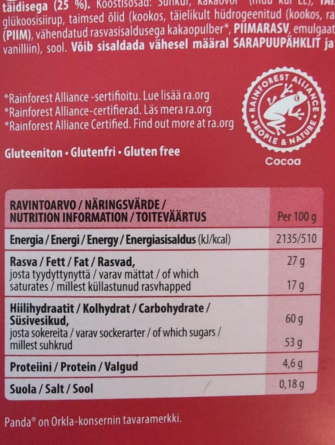 Panda Joulupukki -suklaa packshot