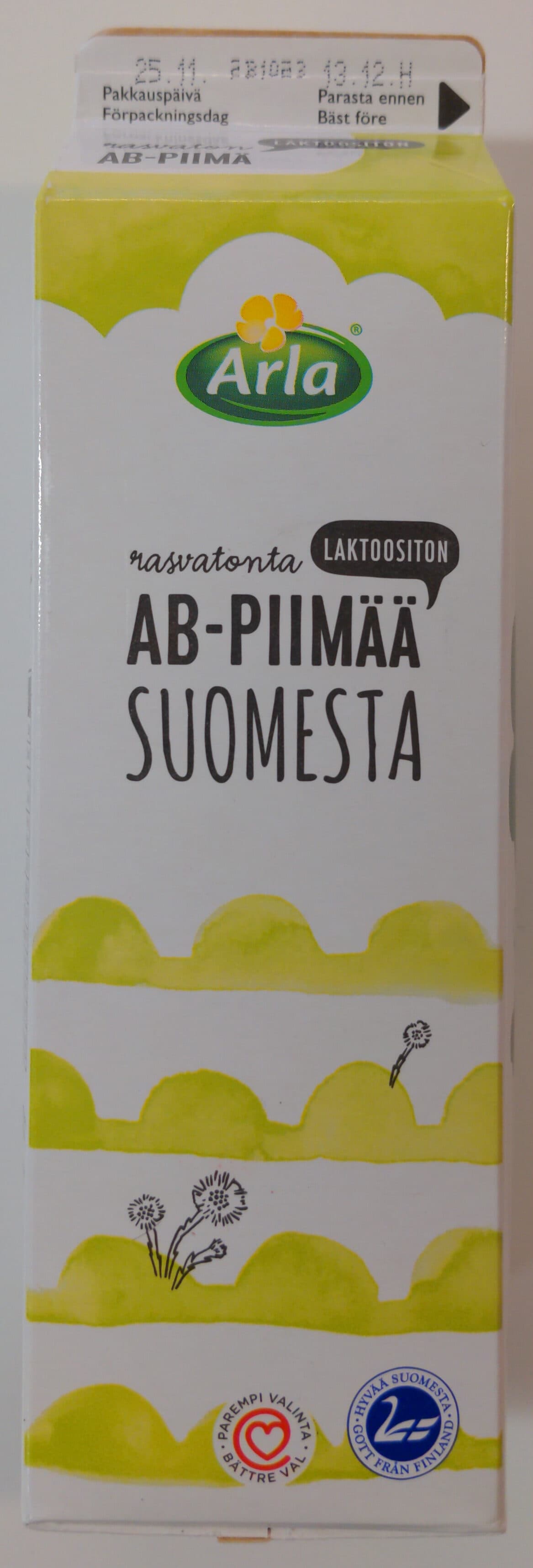 Arla Rasvatonta AB-piimää Suomesta packshot
