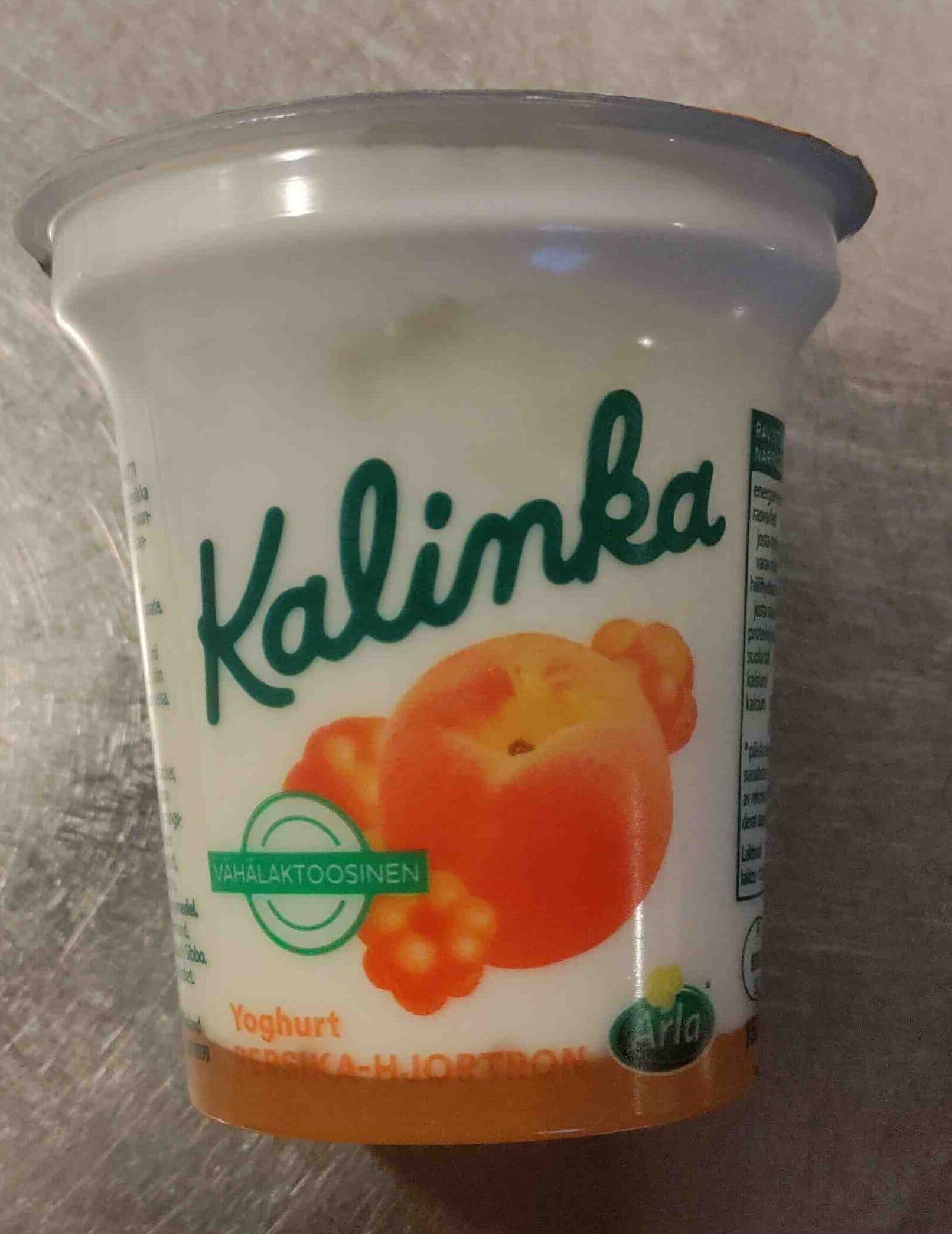 Arla Kalinka persikka-lakka jogurtti packshot