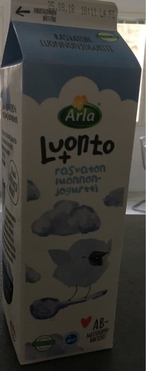 Arla Luonto+ rasvaton luonnonjogurtti packshot