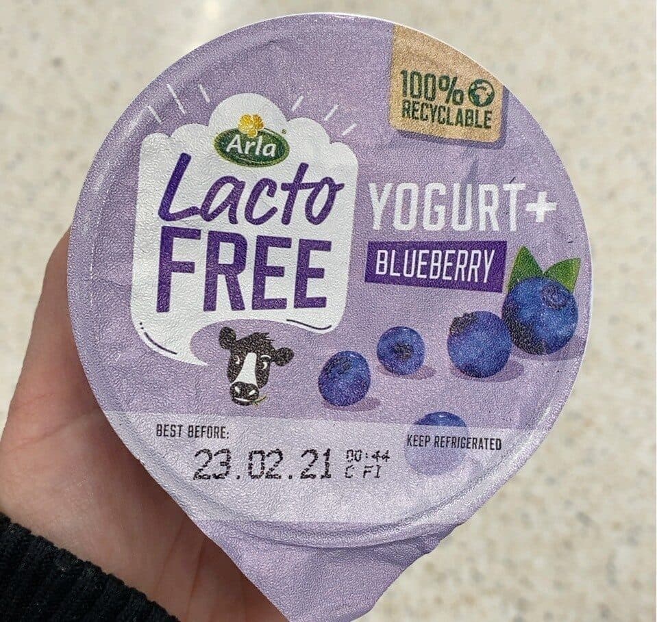 Arla Yogurt+ lacto free blunerry packshot