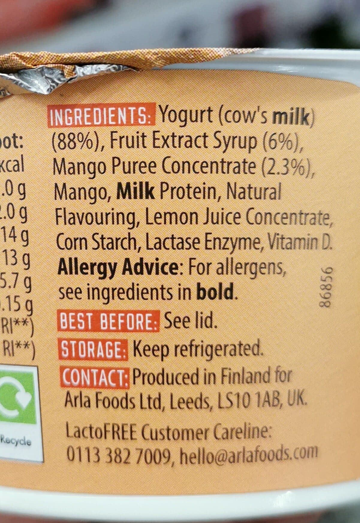 Open Food Facts arla lacto free packshot