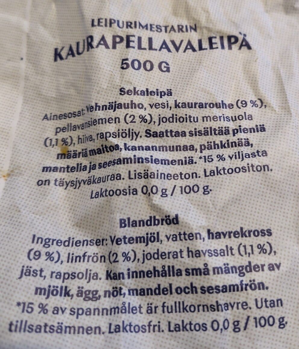 Fazer Leipurit Leipurimestarin Kaura-pellavaleipä packshot