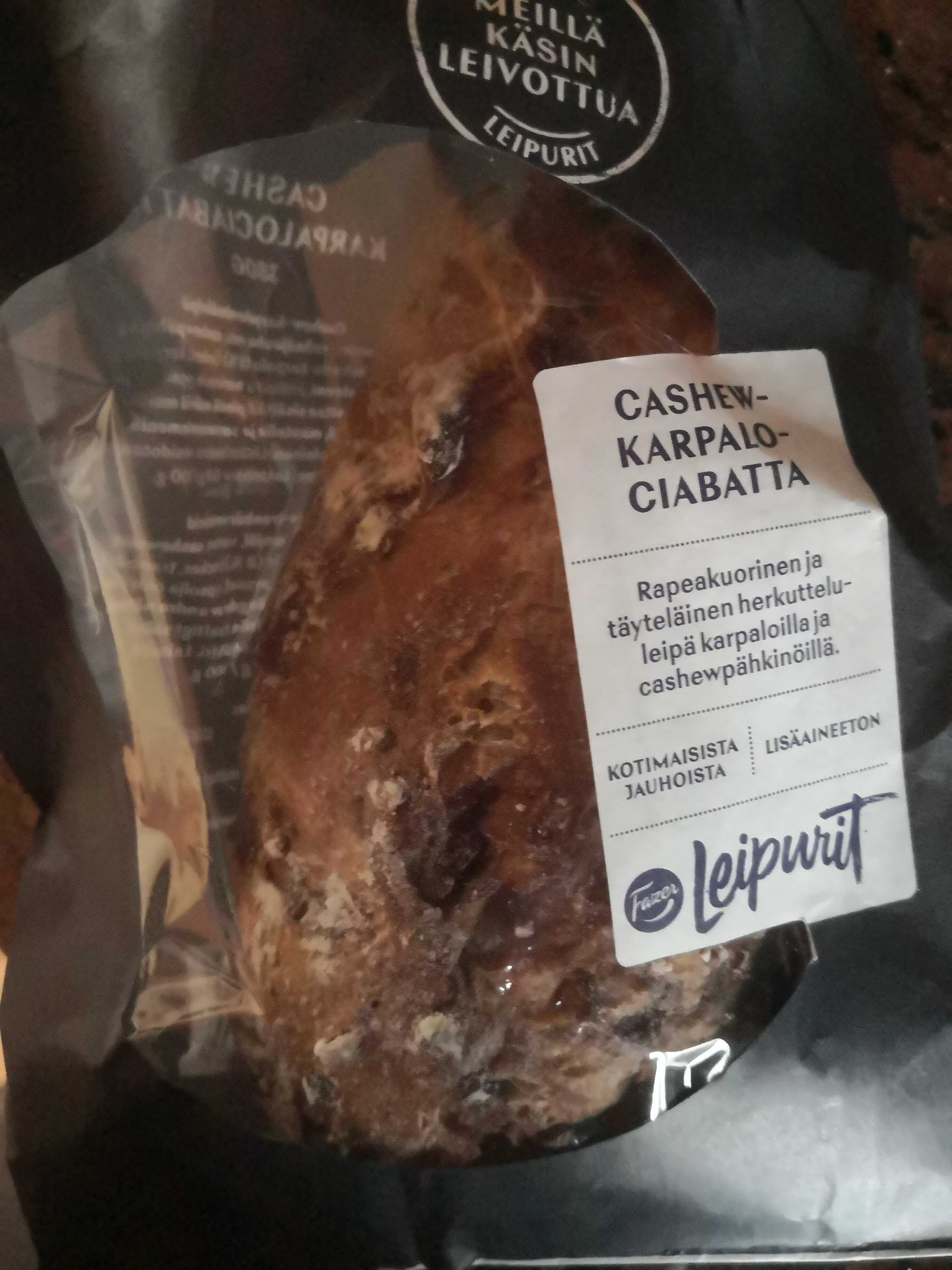 Fazer leipurit Cashewkarpalociabatta packshot