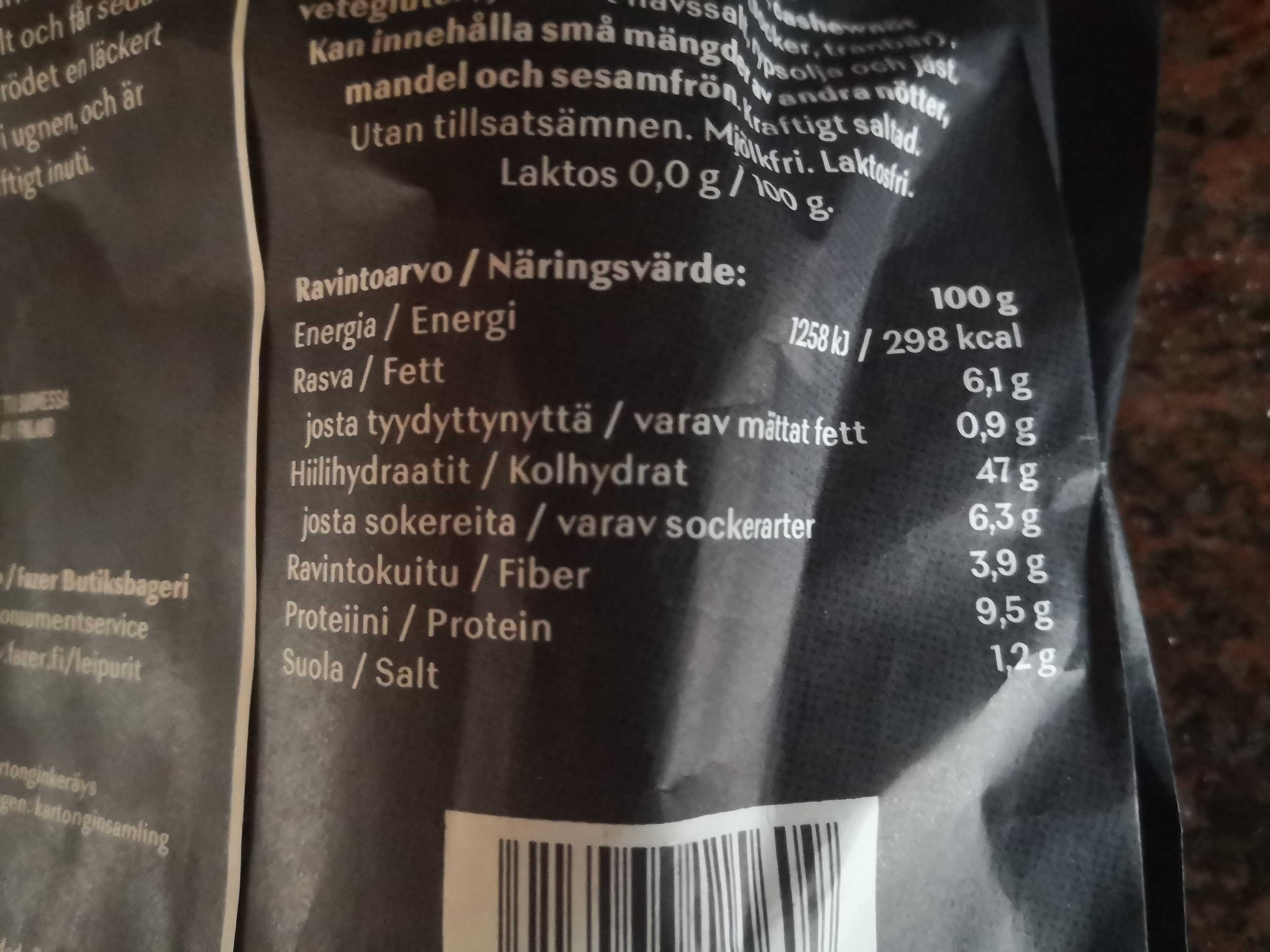Fazer leipurit Cashewkarpalociabatta packshot