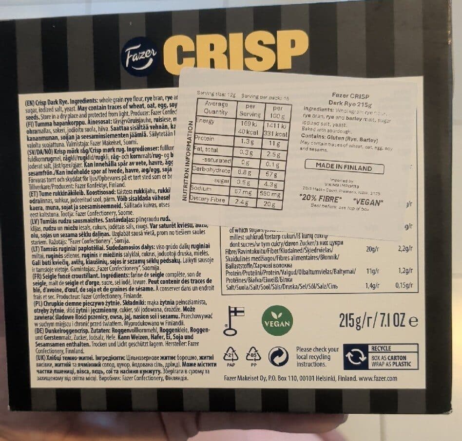 Fazer CRISP DARK RYE packshot
