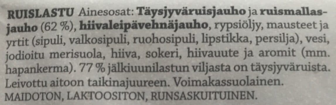 Oululainen Jälkiuunilastu Ruohosipuli packshot